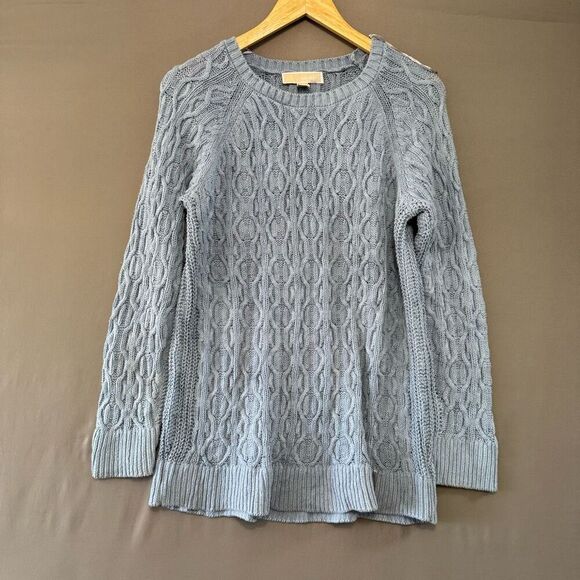 MichaelKors Women’s Blue Knit Sweater Size OX (XL) Cotton Blend Preppy Style - Picture 1 of 12